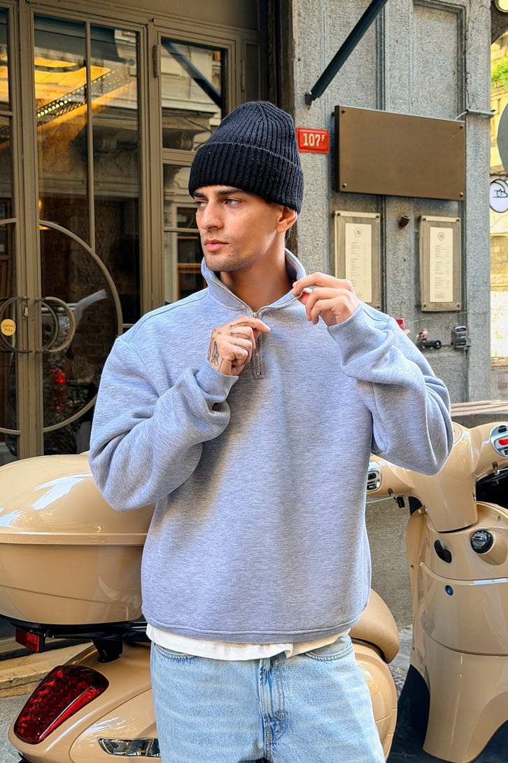 Half Zip Basic Sweatshirt