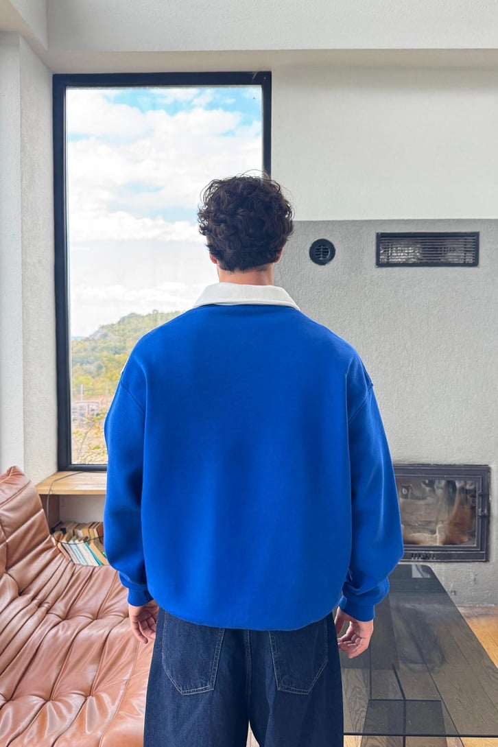 Half Zip İtalya Nakışlı Sweatshirt