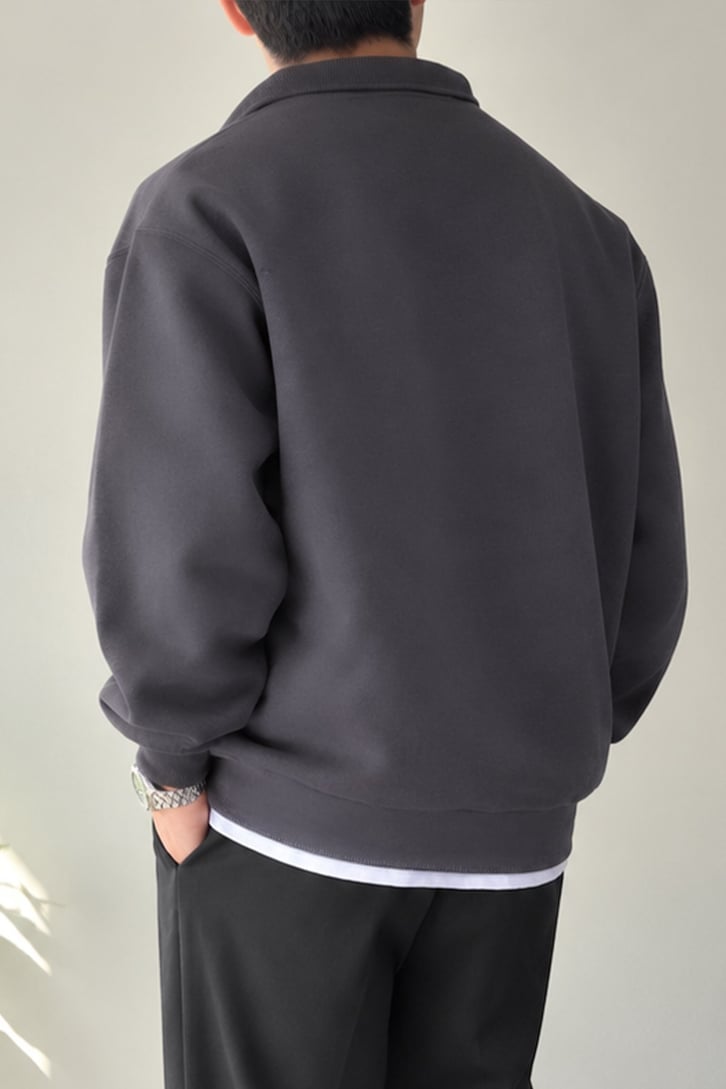 Half Zip Oversize Polo Yaka Sweatshirt