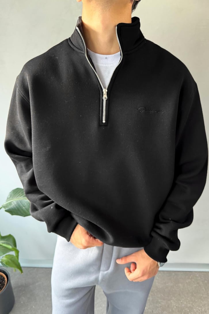 Half Zip Oversize Polo Yaka Sweatshirt