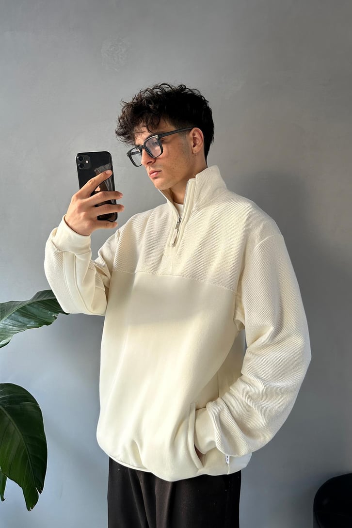 Half Zip Oversize Sweatshirt