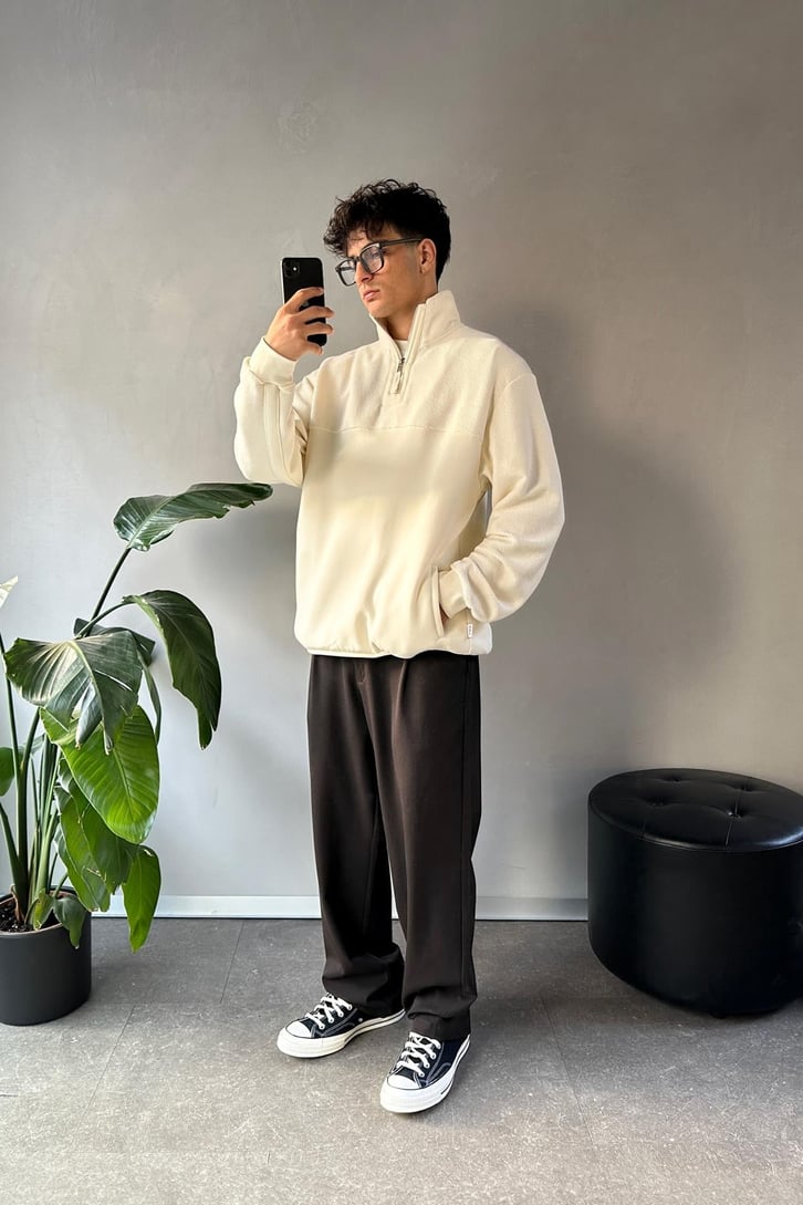 Half Zip Oversize Sweatshirt
