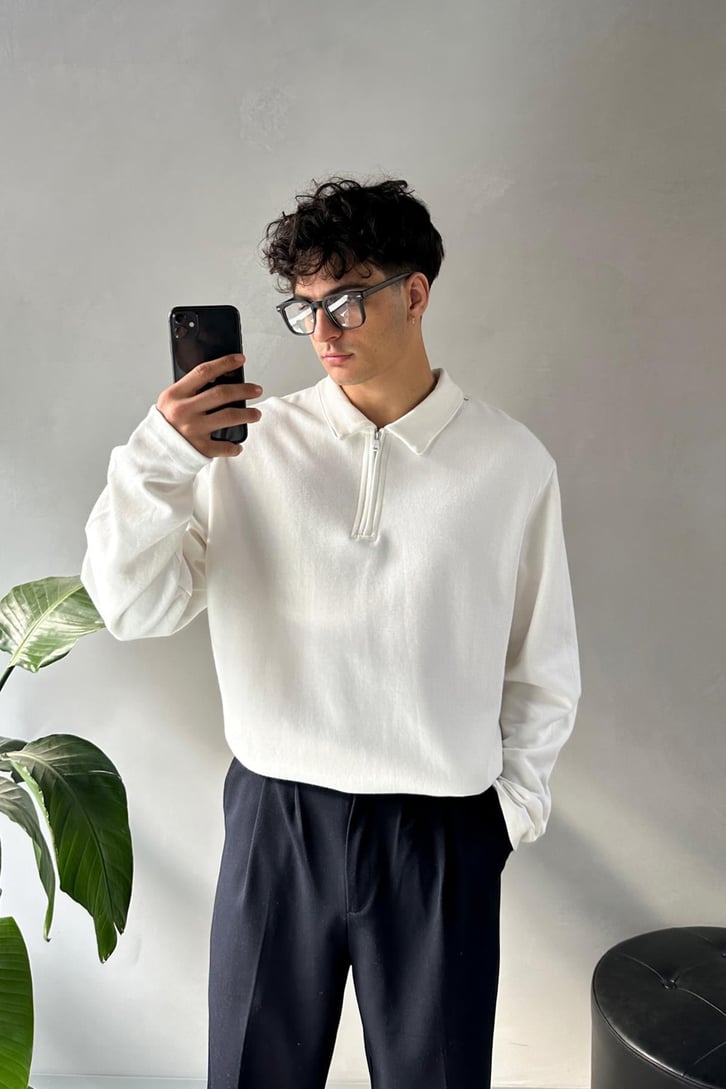 Half Zip Oversize Sweatshirt