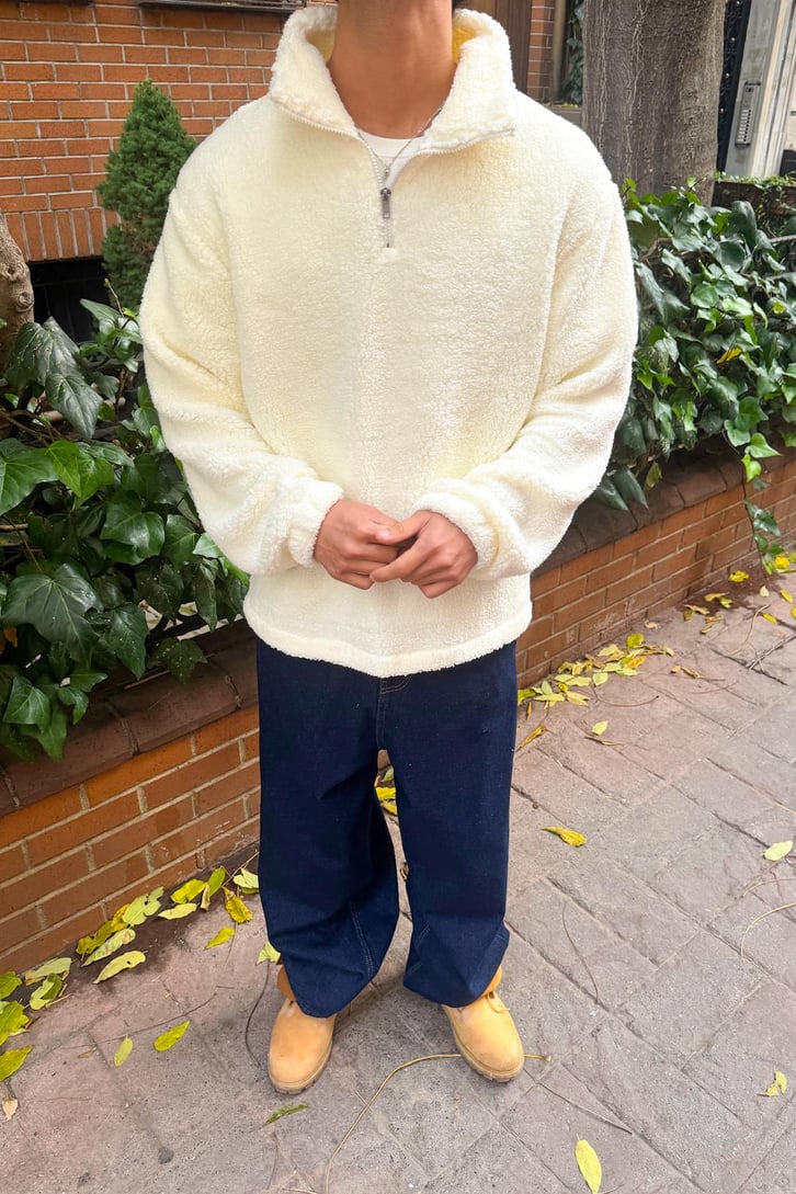 Half Zip Peluş Sweatshirt