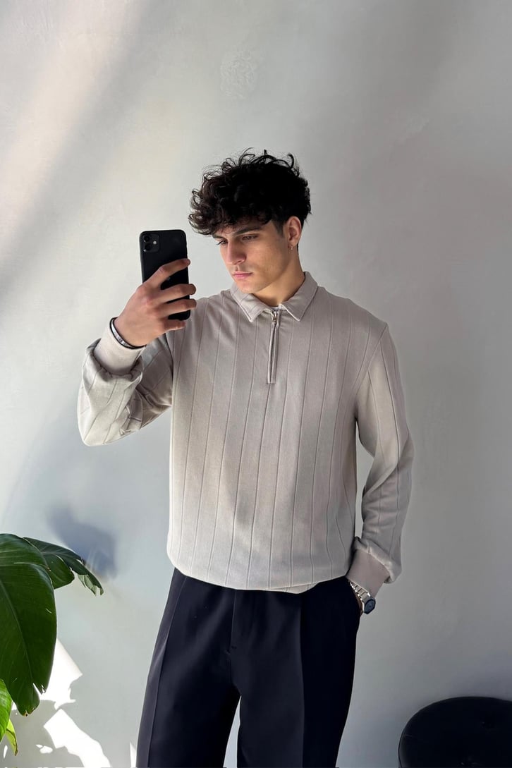 Half Zip Polo Yaka Sweat