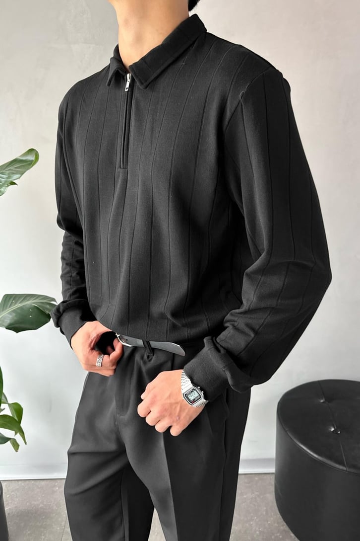 Half Zip  Polo Yaka  Sweat