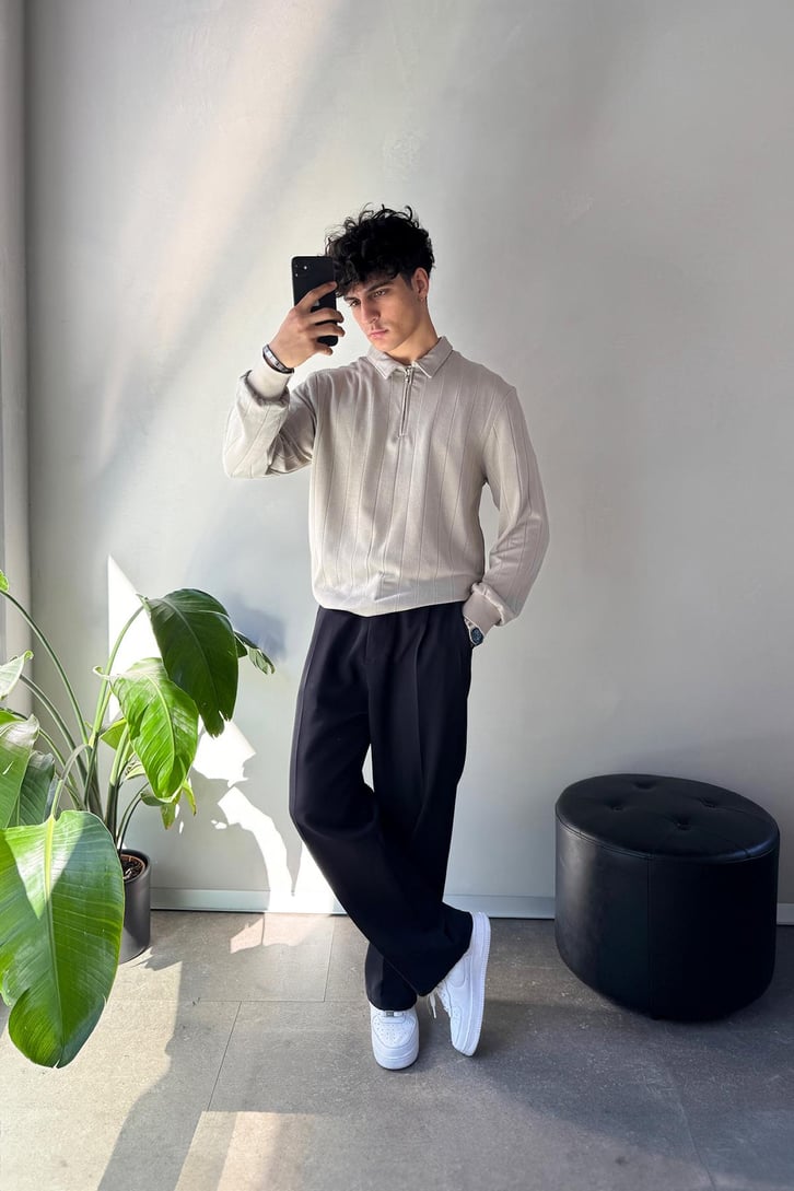 Half Zip Polo Yaka Sweat