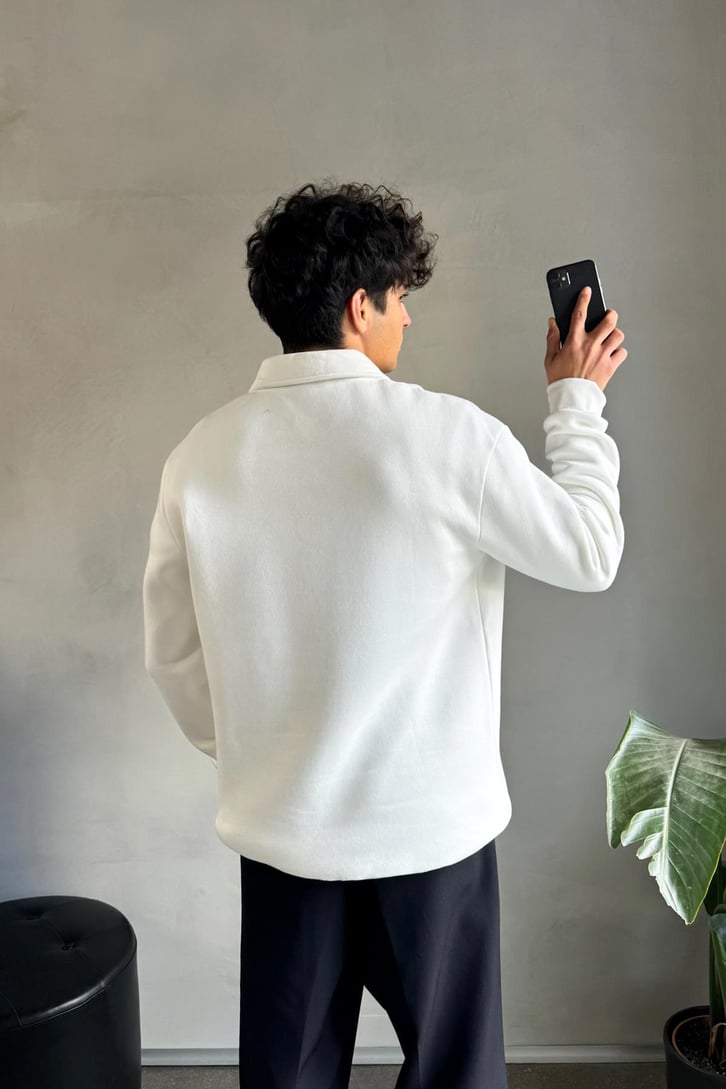 Half Zip Polo Yaka Sweatshirt