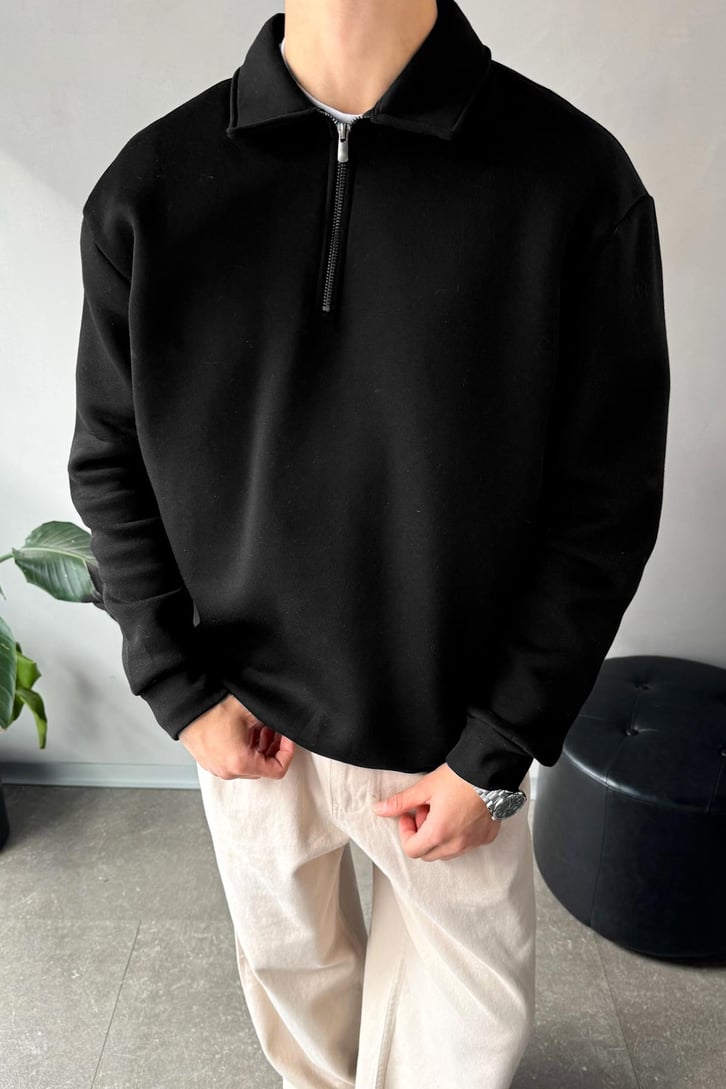 Half Zip Polo Yaka Sweatshirt