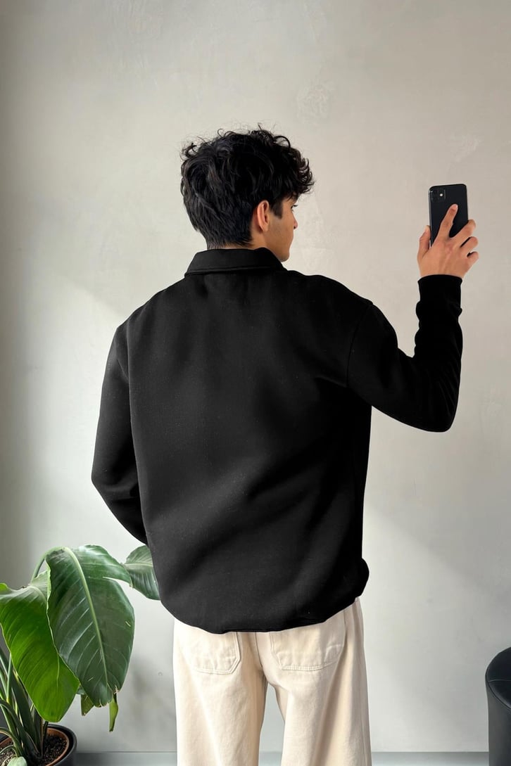 Half Zip Polo Yaka Sweatshirt