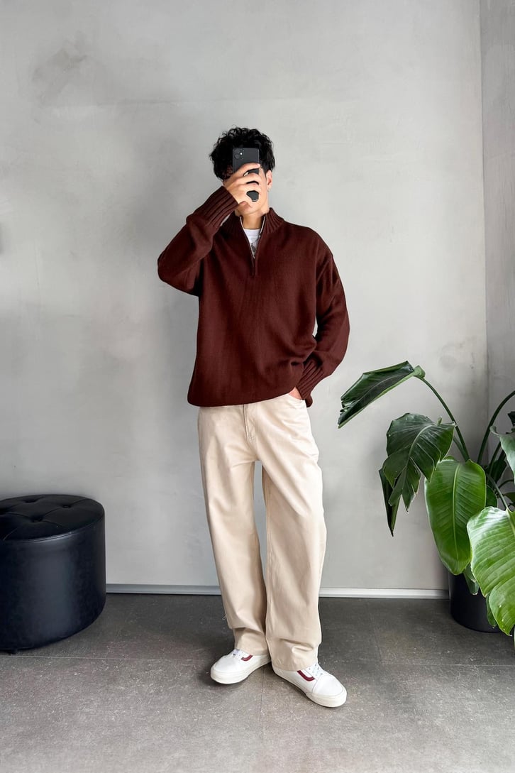 Half Zip Yarım Balıkçı Basic Kazak