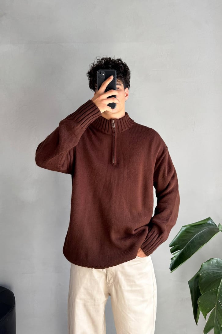 Half Zip Yarım Balıkçı Basic Kazak