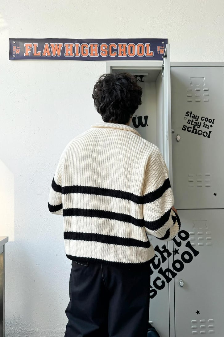 Half Zip Yarım Balıkçı Çizgili Kazak