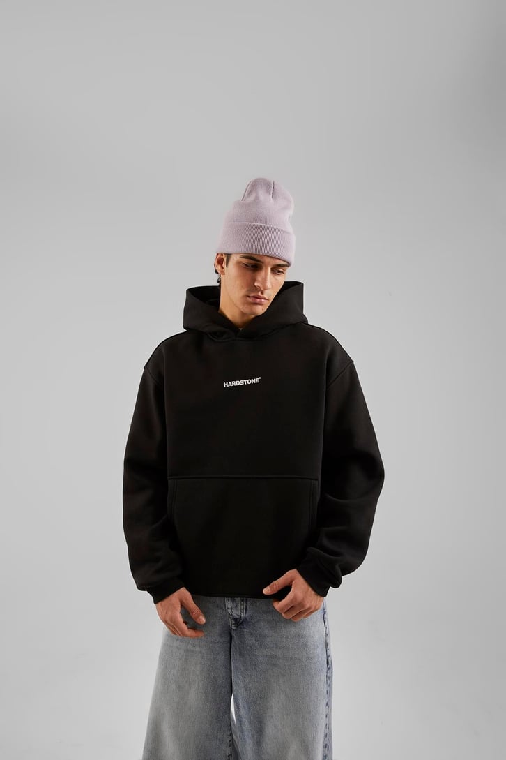 Hardstone Baskılı Beyaz Oversize Hoodie