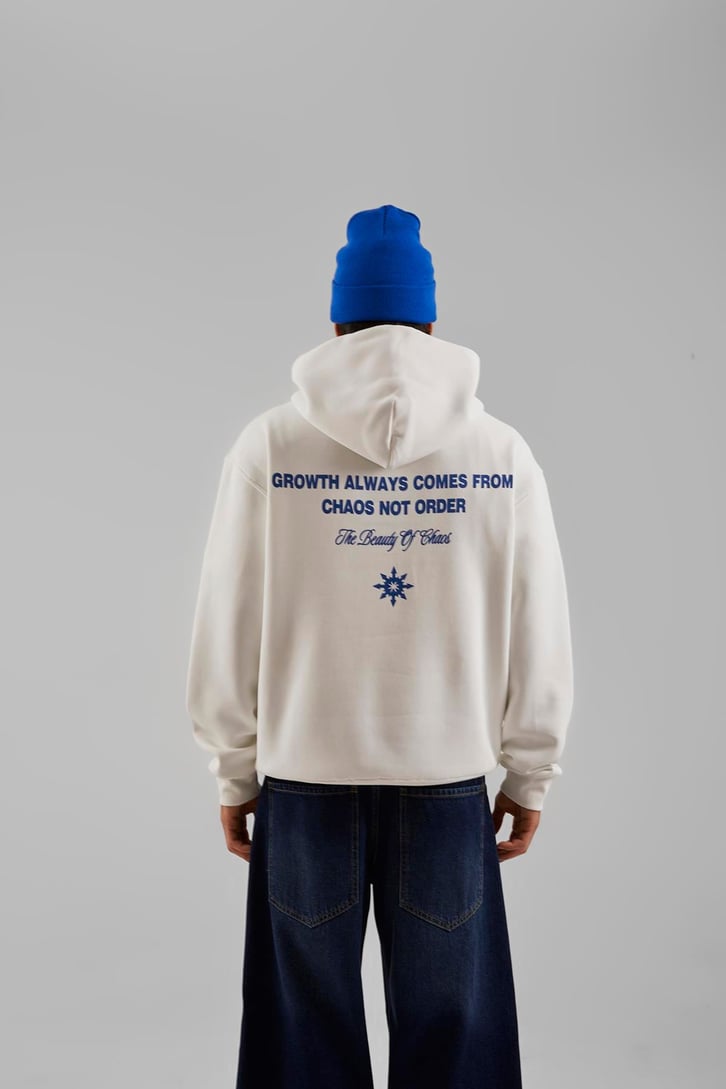 Hardstone Baskılı Beyaz Oversize Hoodie