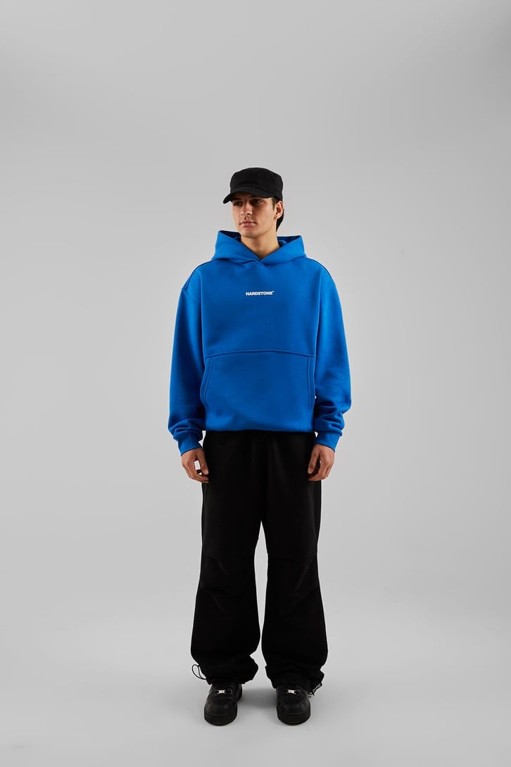 Hardstone Baskılı Mavi Oversize Hoodie