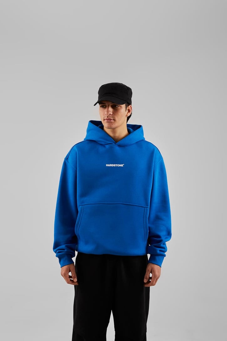 Hardstone Baskılı Mavi Oversize Hoodie