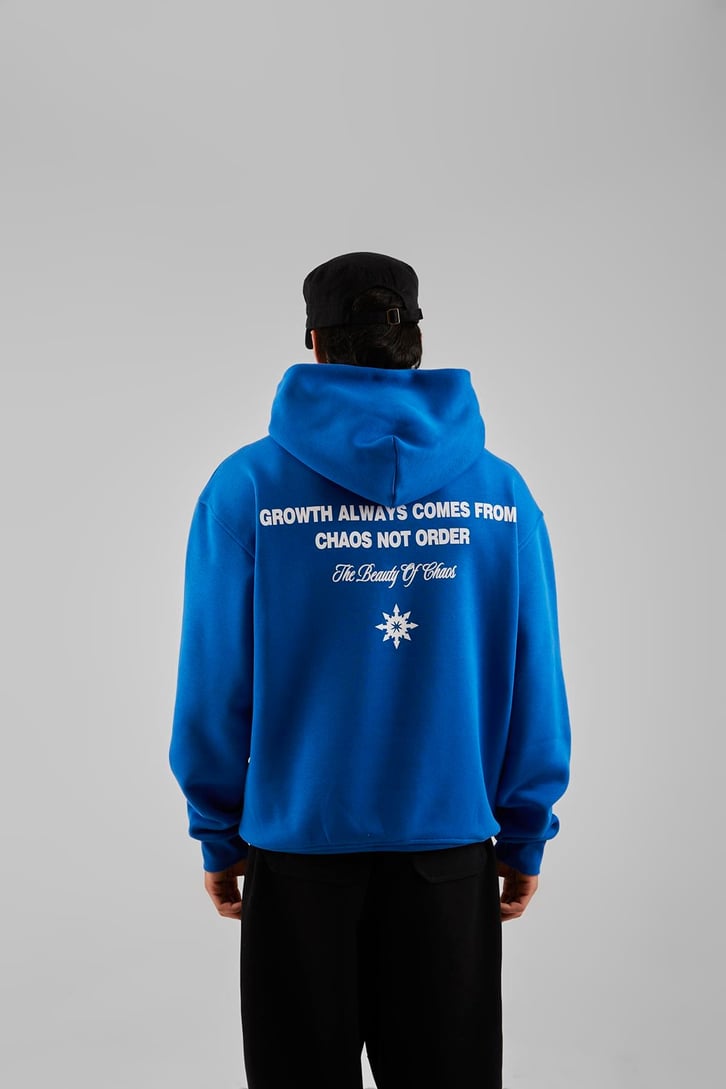 Hardstone Baskılı Mavi Oversize Hoodie