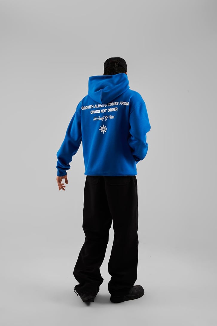 Hardstone Baskılı Mavi Oversize Hoodie