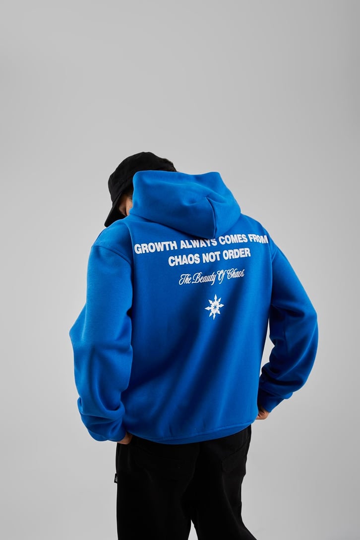 Hardstone Baskılı Mavi Oversize Hoodie