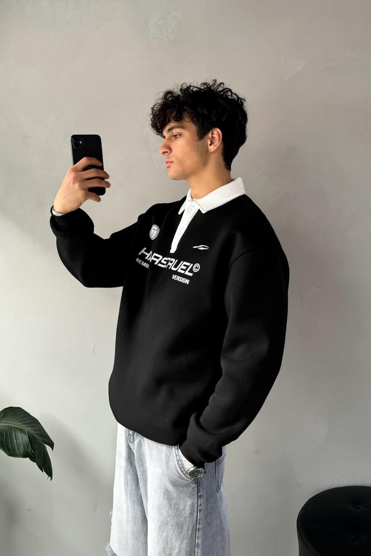 Harscruel Baskılı Düğmeli Sweatshirt