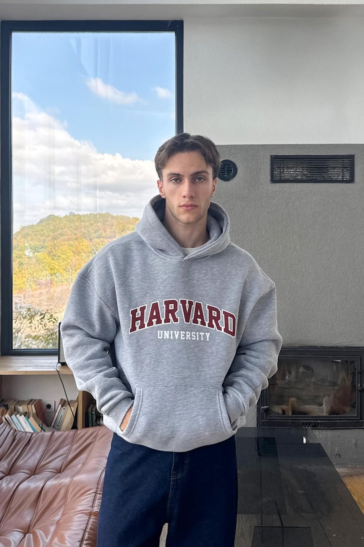 Harvard Baskılı Hoodie
