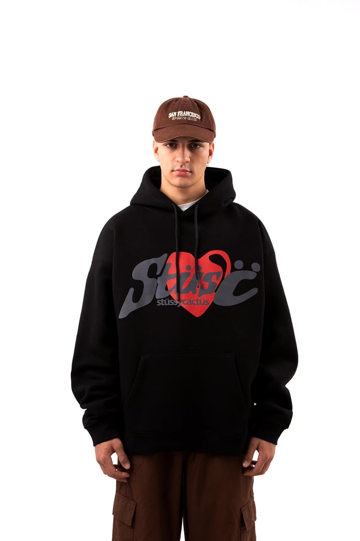 Heart Baskılı Siyah Oversize Hoodie