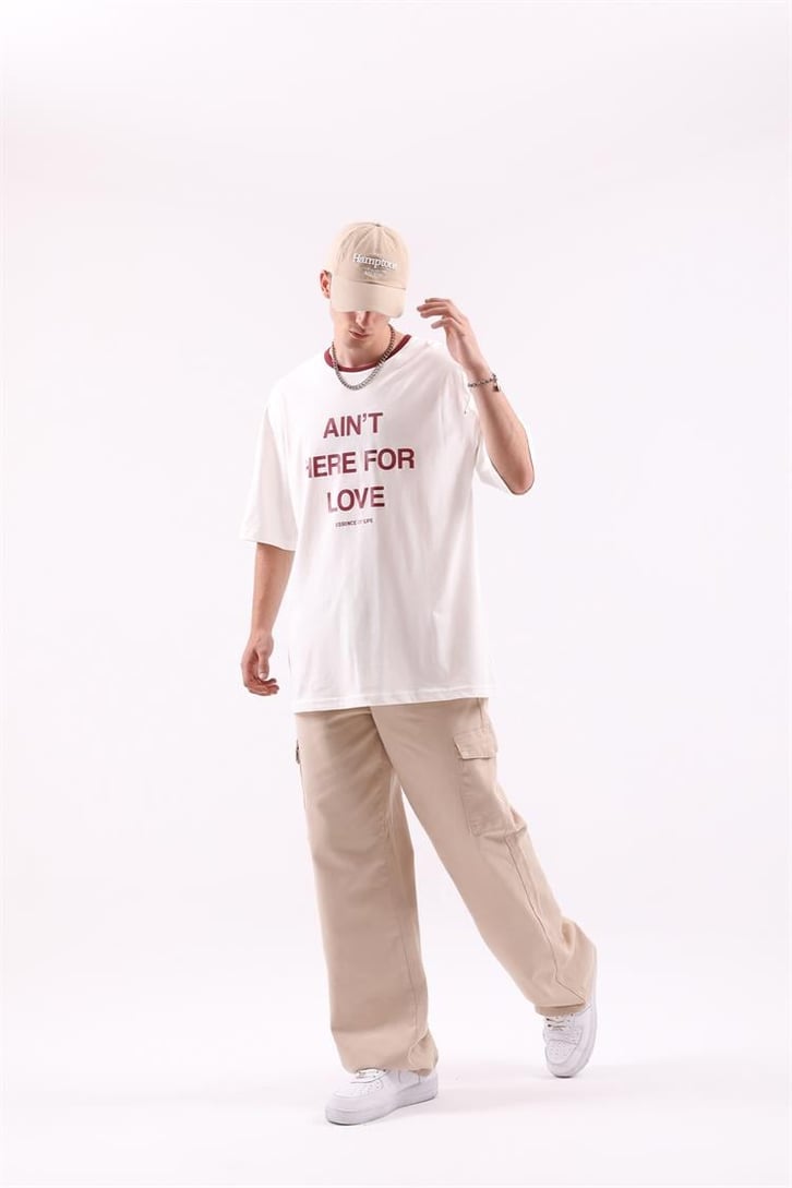 Here For Love Baskılı Oversize Tshirt