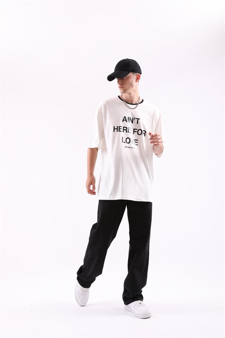 Here For Love Baskılı Oversize Tshirt