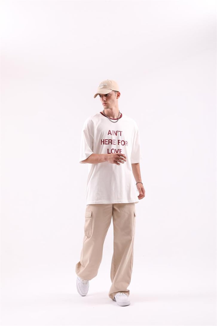Here For Love Baskılı Oversize Tshirt