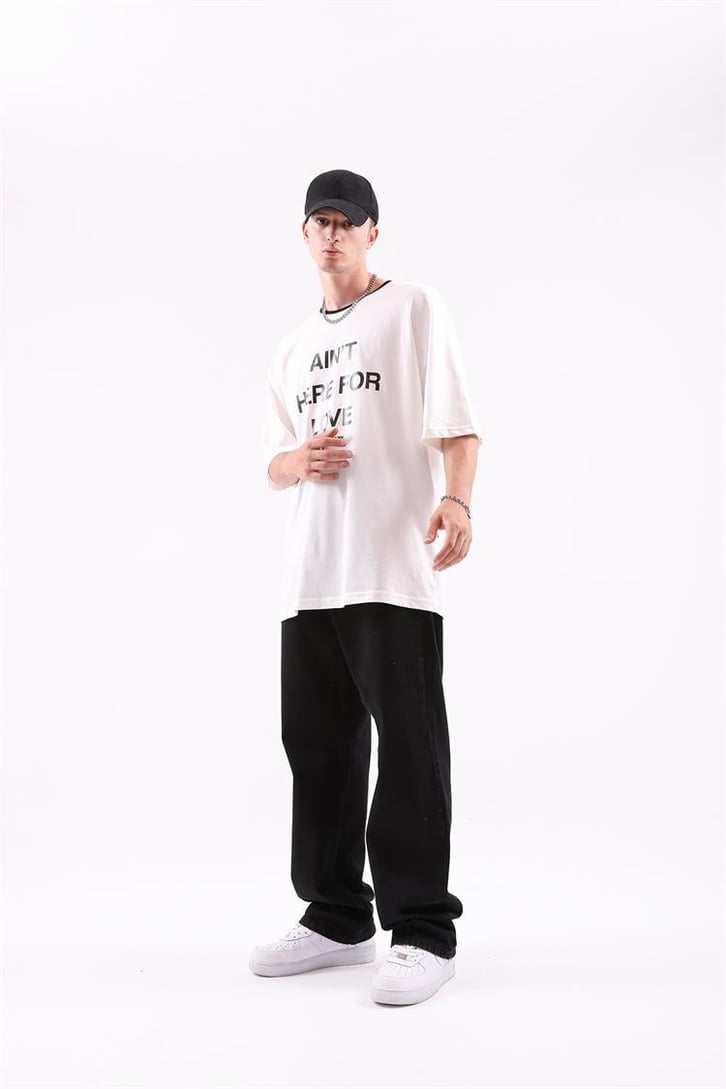 Here For Love Baskılı Oversize Tshirt