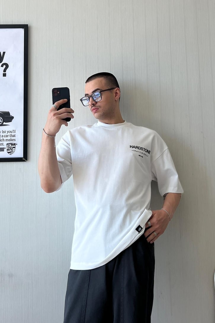 Hiragana Baskılı Oversize Tişört