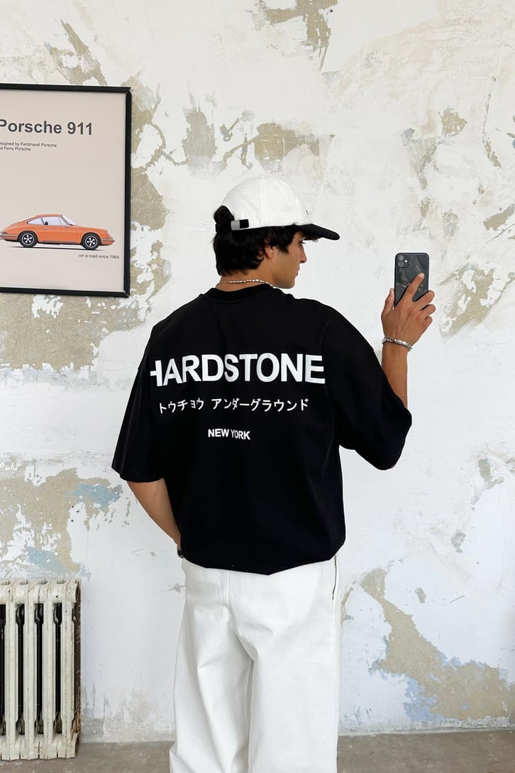 Hiragana Baskılı Oversize Tişört