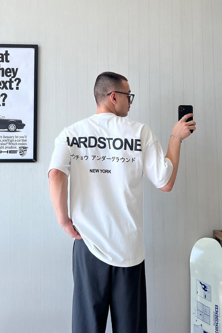 Hiragana Baskılı Oversize Tişört