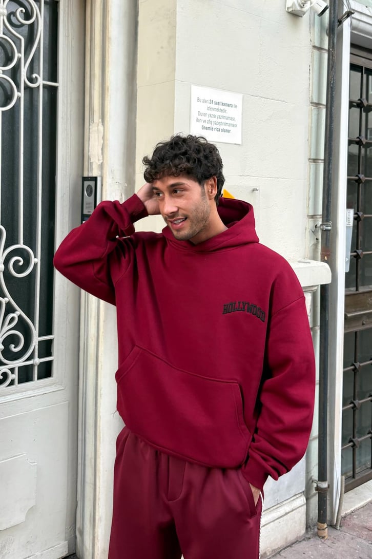 Hollywood Nakışlı Hoodie