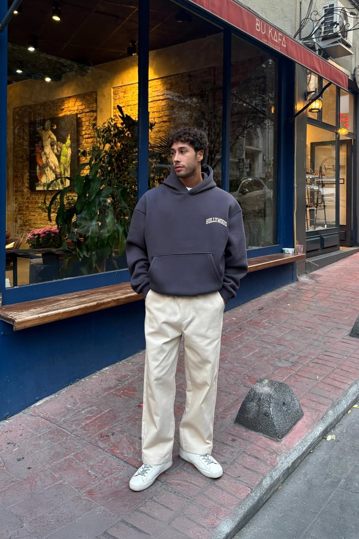 Hollywood Nakışlı Hoodie
