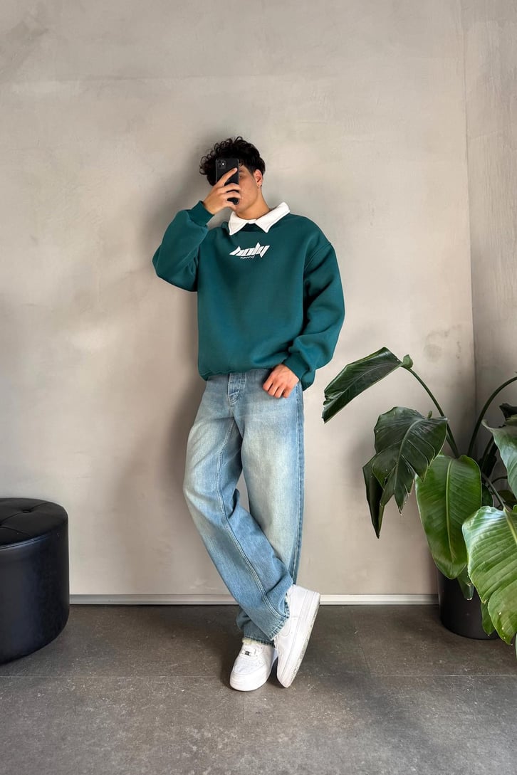 Holy Baskılı Polo Yaka Sweatshirt