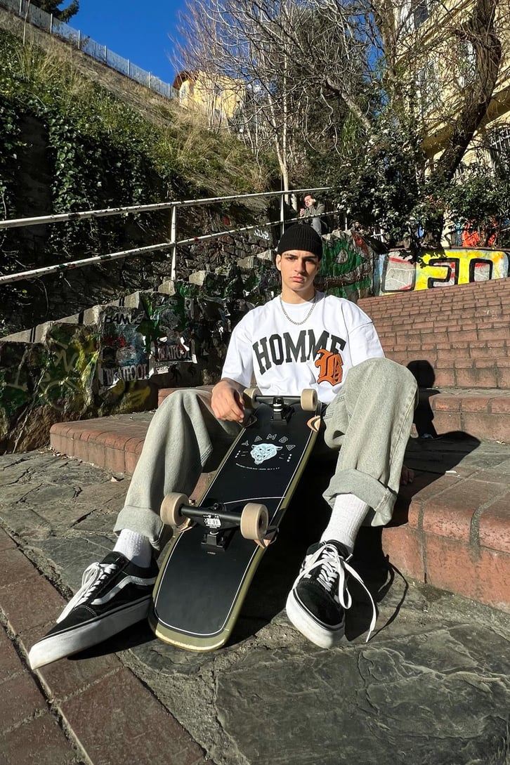 Homme Nakış Detaylı Oversize Tshirt