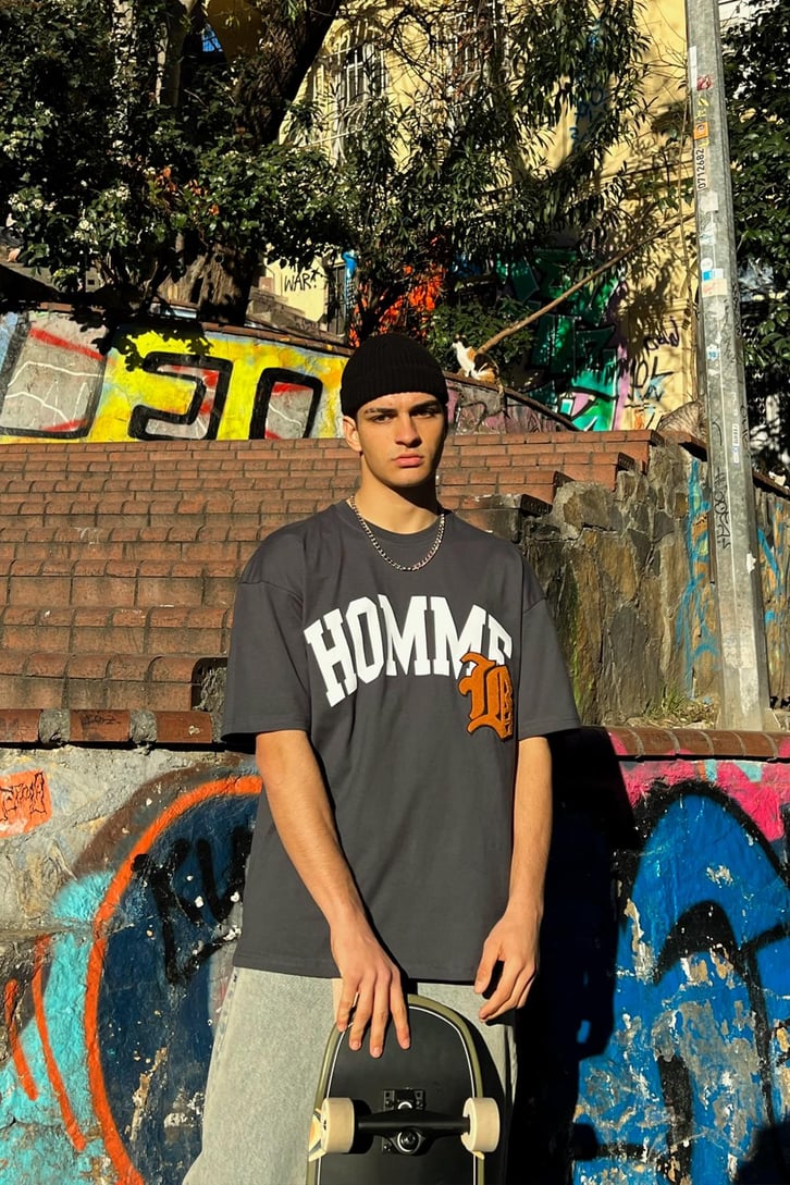 Homme Nakış Detaylı Oversize Tshirt