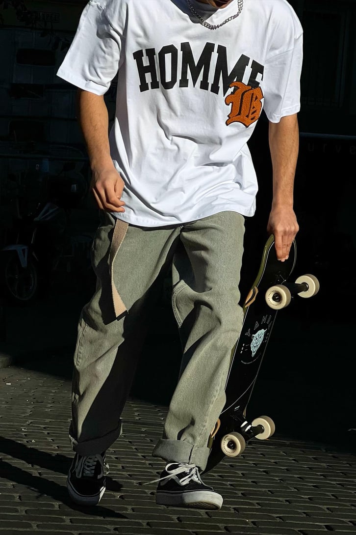 Homme Nakış Detaylı Oversize Tshirt