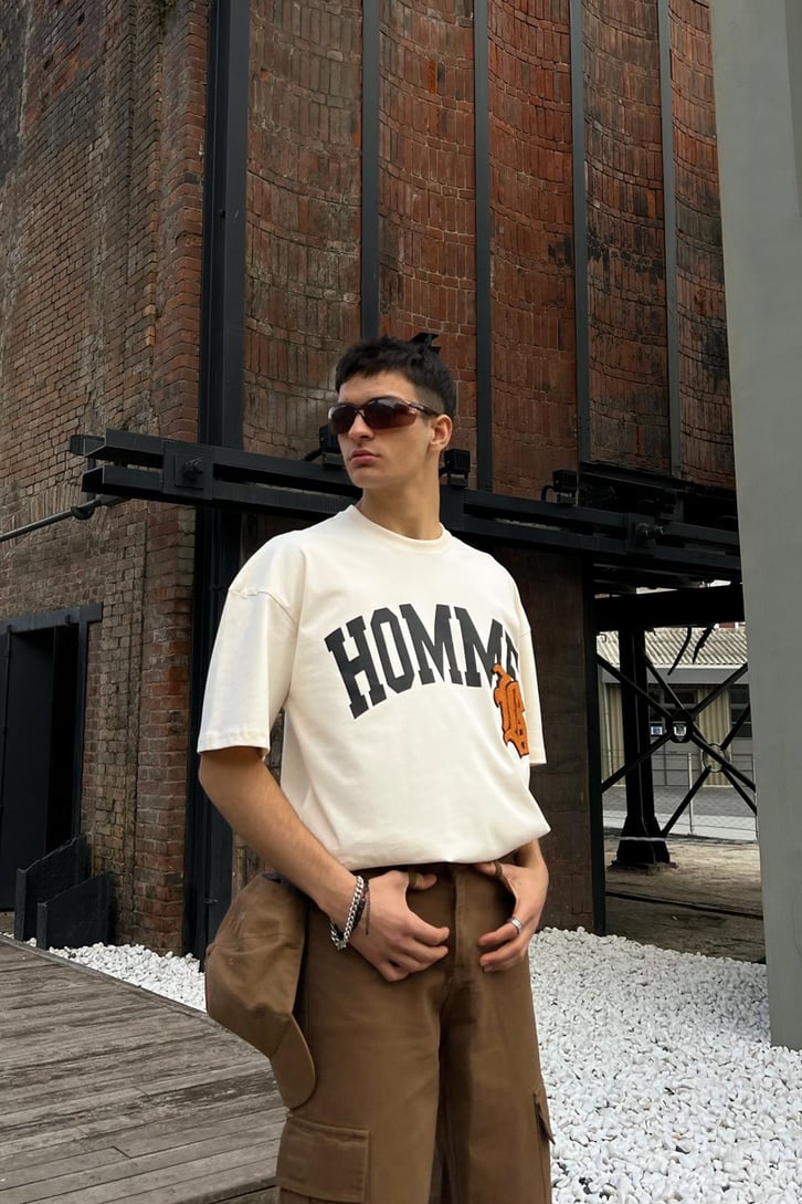 Homme Nakış Detaylı Oversize Tshirt