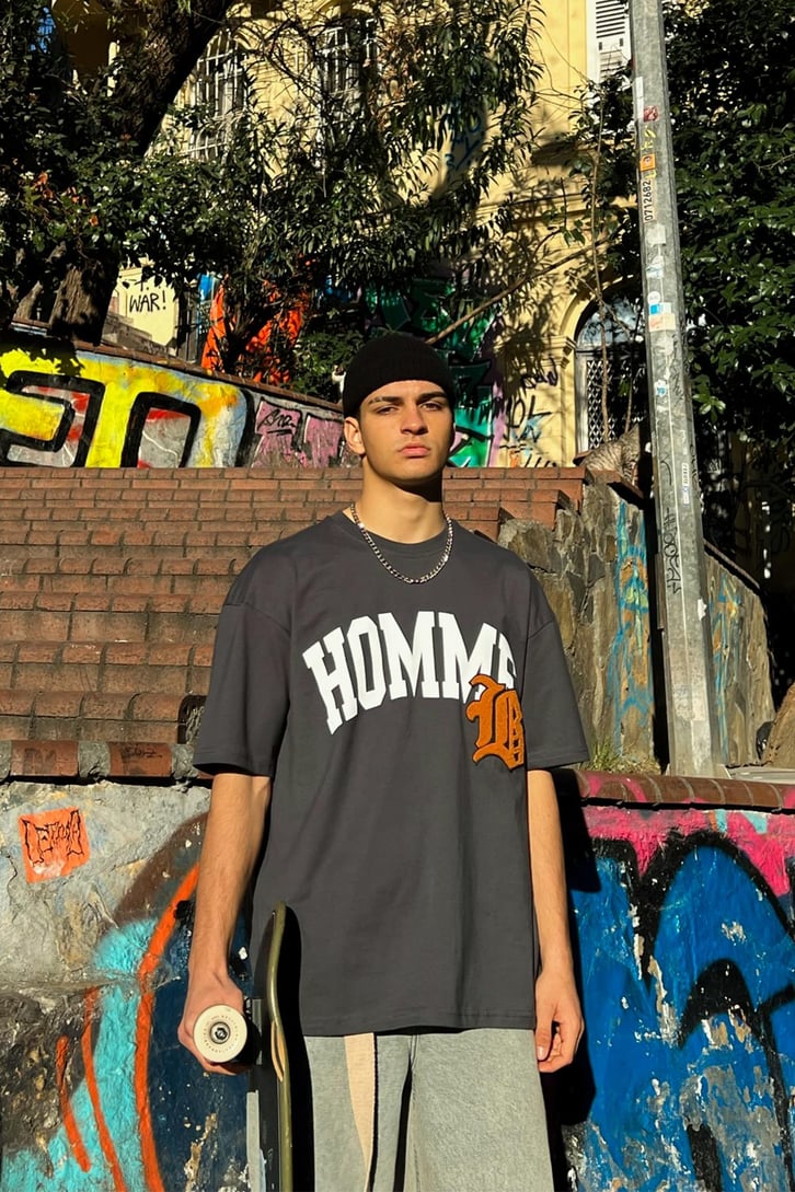 Homme Nakış Detaylı Oversize Tshirt