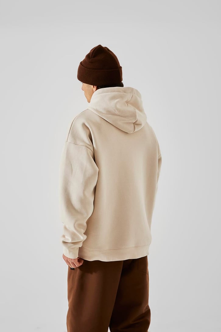Houston Astros Baskılı Bej Oversize Hoodie