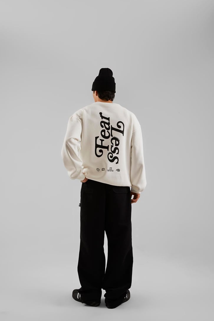 Hrdstnwyrk Baskılı Beyaz Oversize Sweatshirt