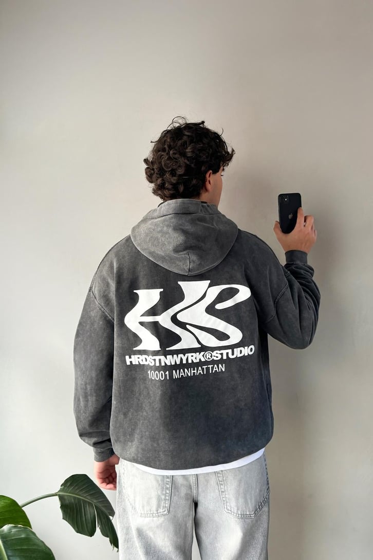 HRDSTNWYRK Baskılı Oversize Hoodie