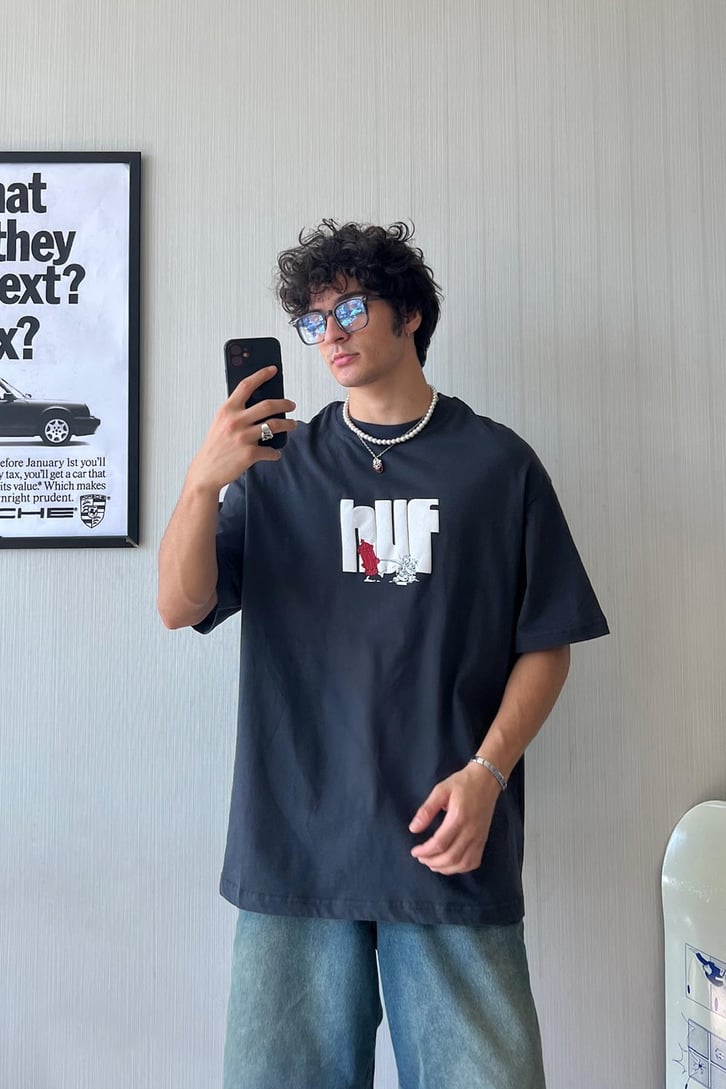 Huf Baskılı Oversize Tişört