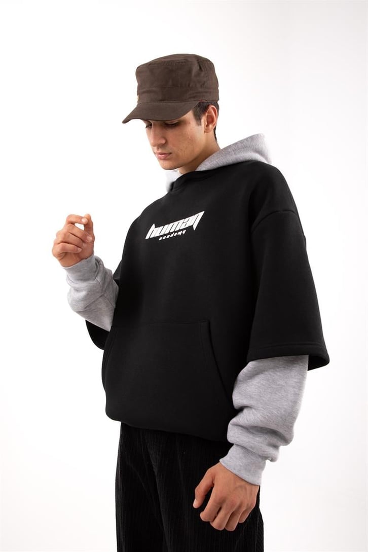 Human Academy 90's Fit Siyah Hoodie