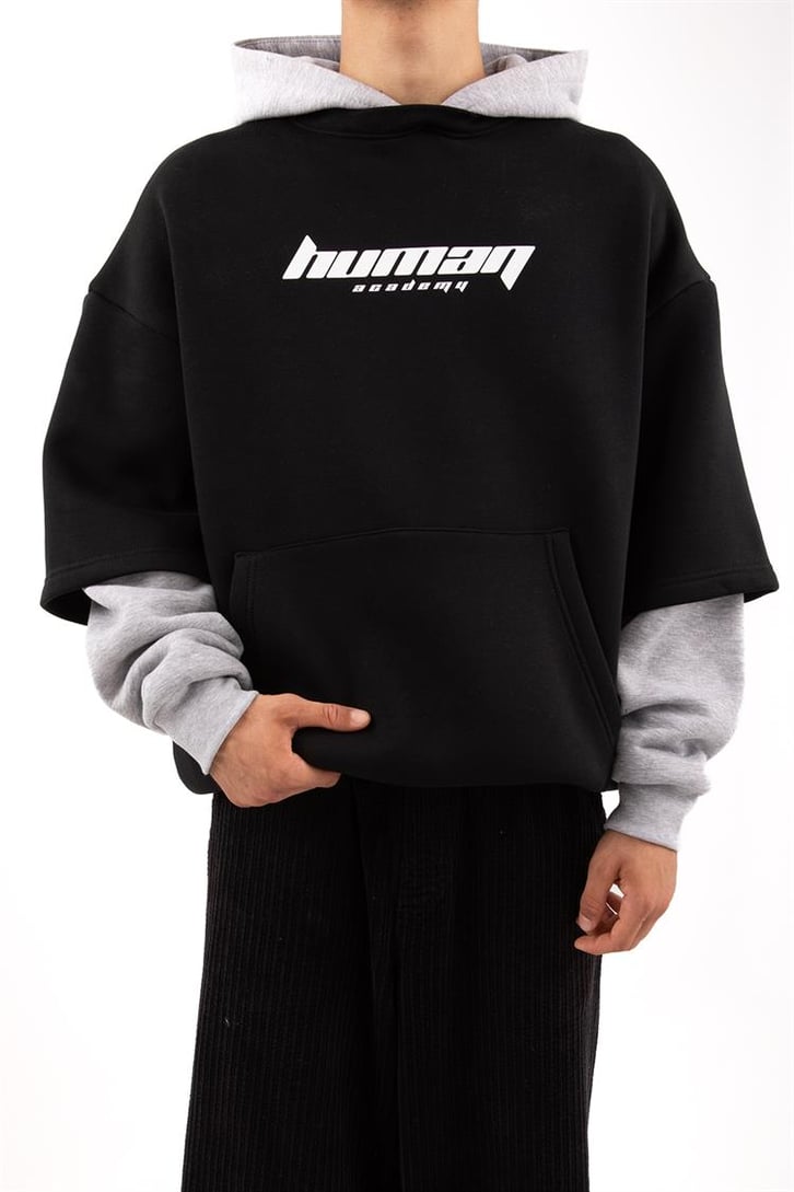 Human Academy 90's Fit Siyah Hoodie