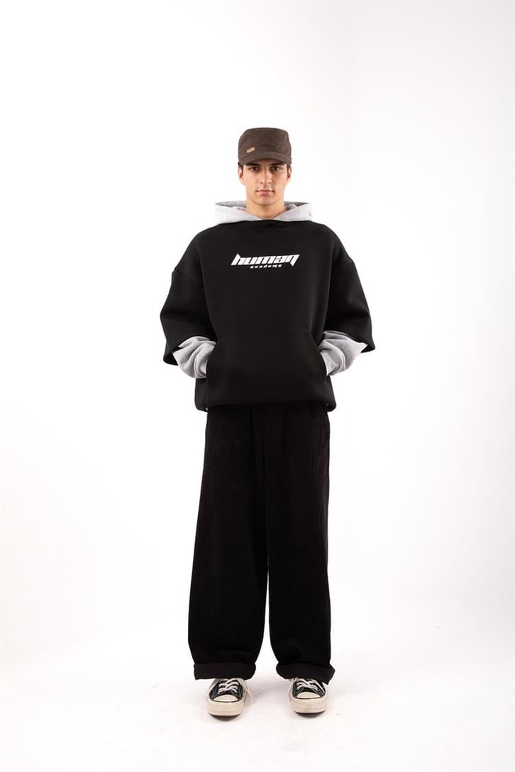 Human Academy 90's Fit Siyah Hoodie