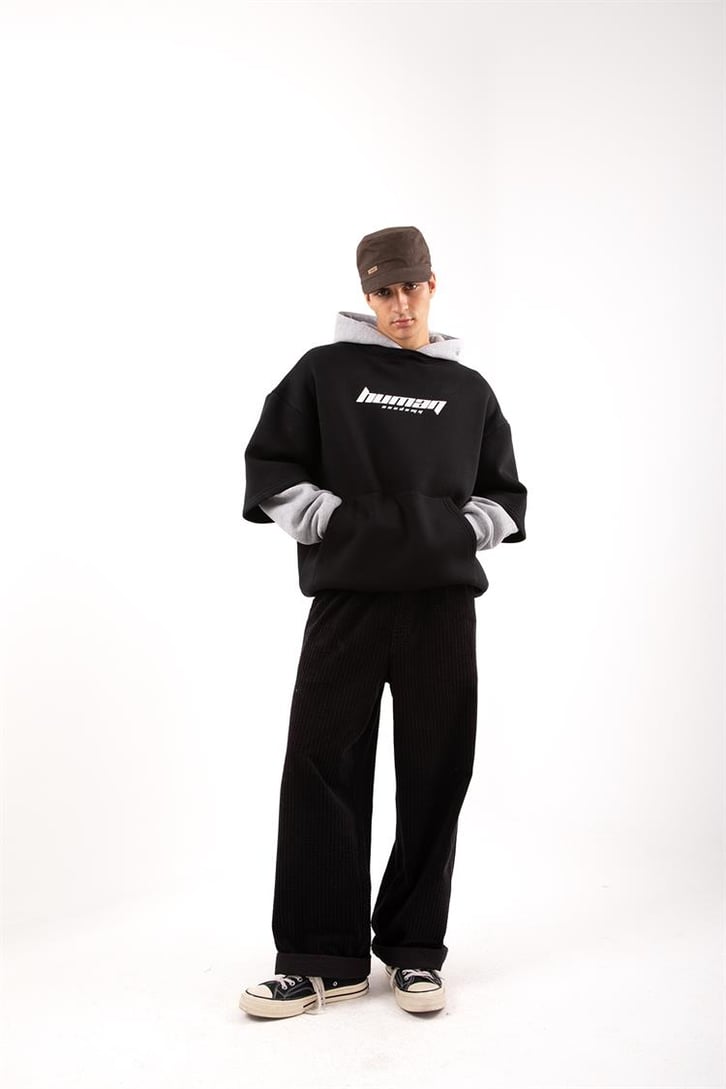 Human Academy 90's Fit Siyah Hoodie